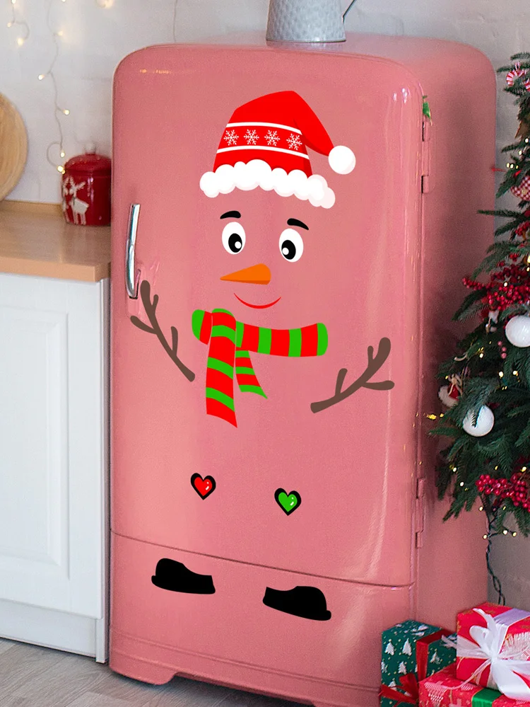 Cartoon Weihnachten Schneemann Wanda uf kleber Küche Kühlschrank Schrank Dekor Wandbild Home Decoration Fenster DIY selbst klebende Abziehbilder – Detail 6