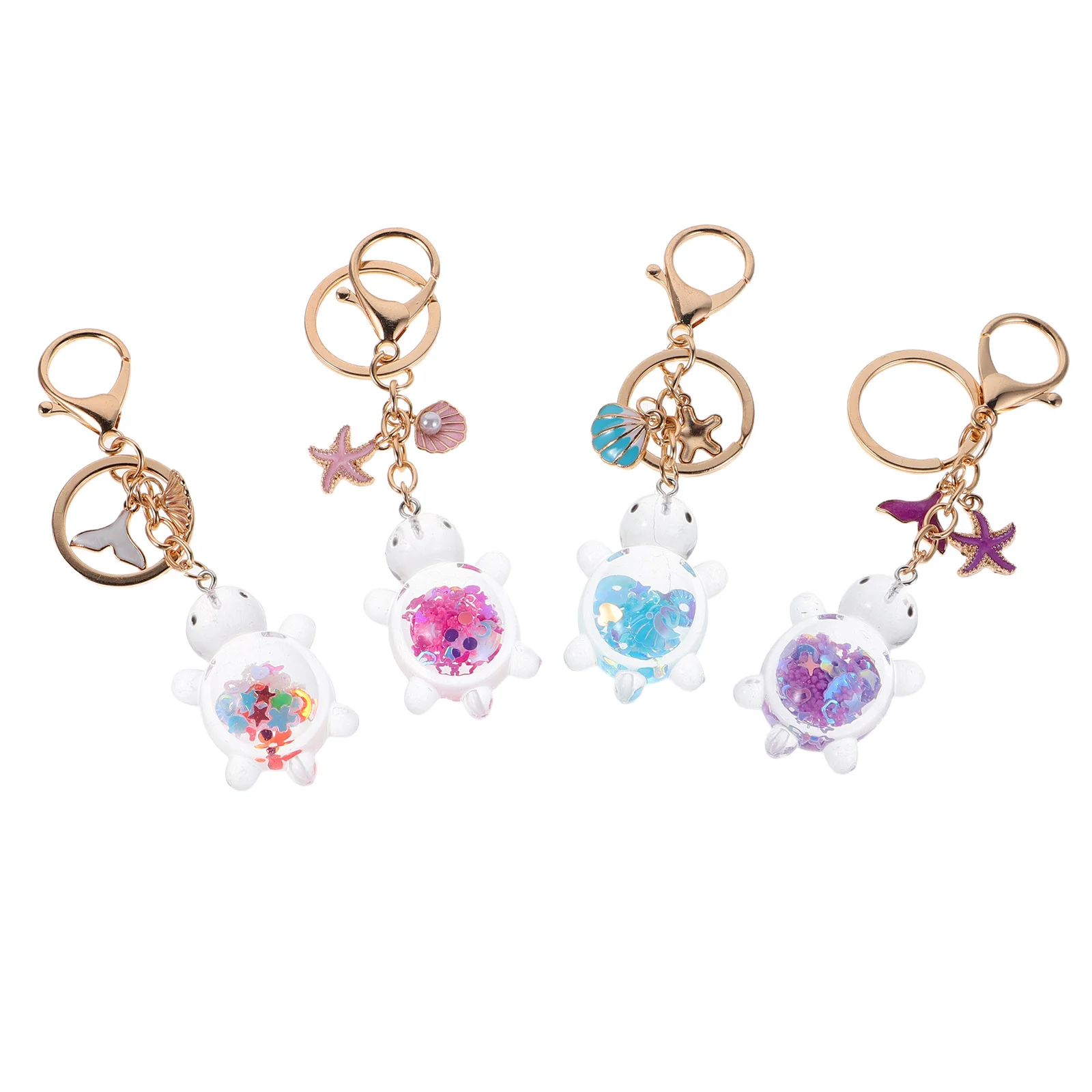 4Pcs Glow Turtle Keychain Sequins Cute Animal Pendant Bag Charm Keyring for Women Backpacks Handbags Night Light Accessory