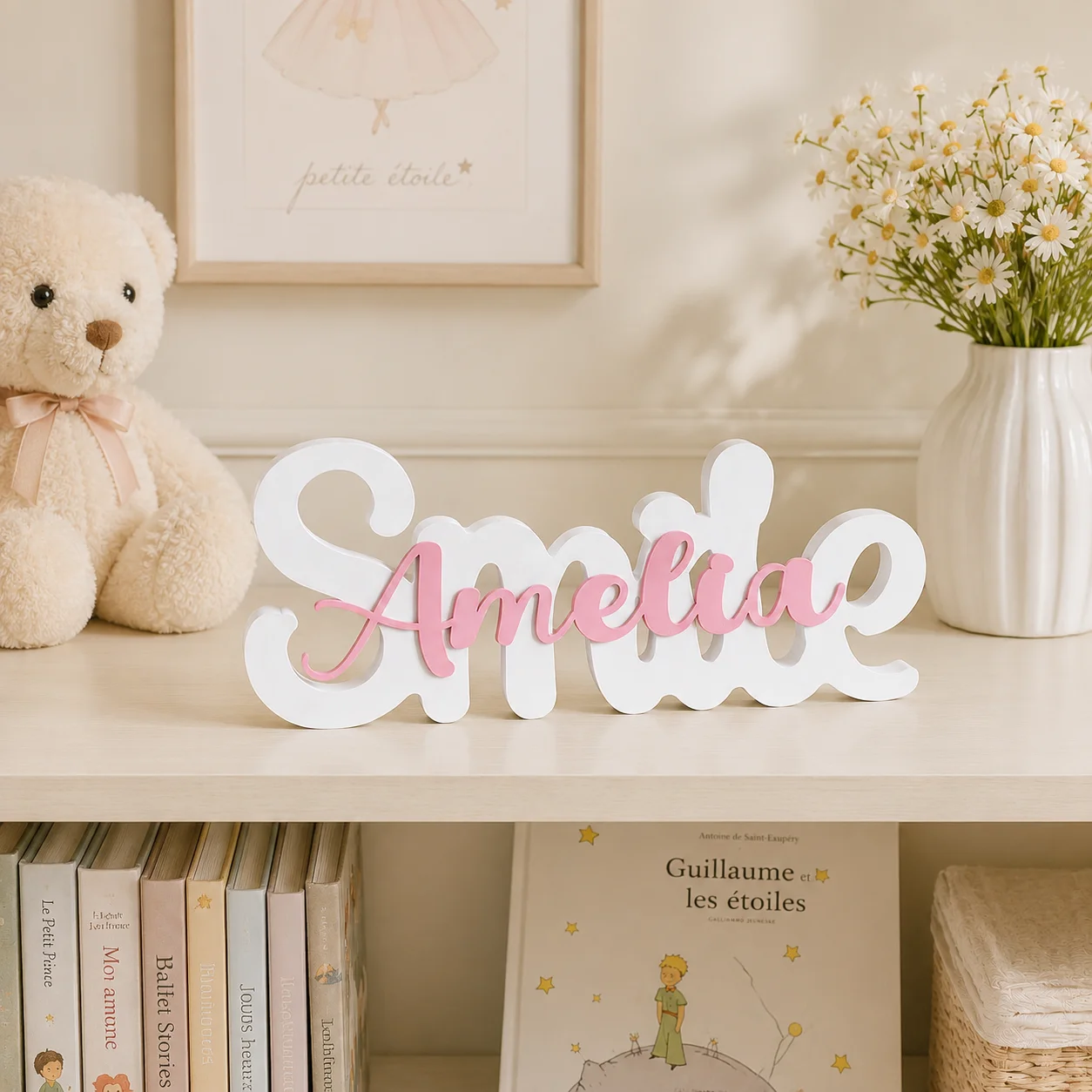 1pc Custom Korean sweet style PVC Wooden Name Plaque,Bedroom Room Table Decor,Wedding Birthday summer Graduation Christmas Gift