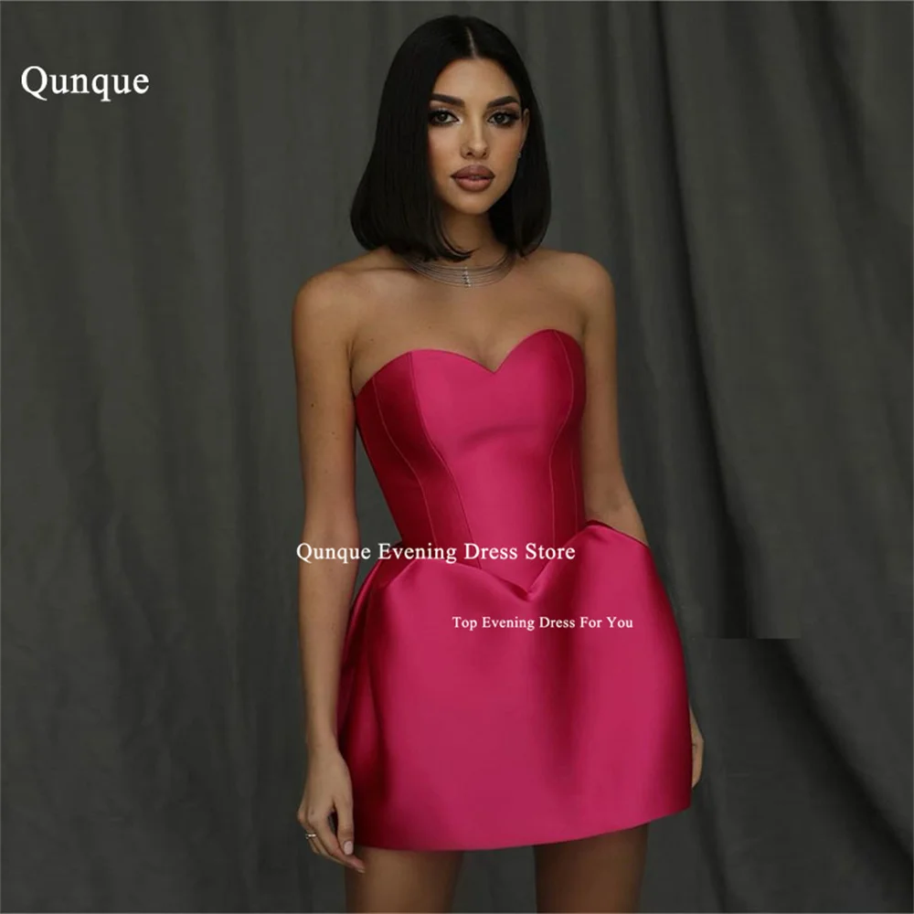 

Qunque Fuchsia Vestido Festa Homecoming Dresses Off The Shoulder A-line Sweetheart Party Mini Cocktail Dress 2024 Abendkleider