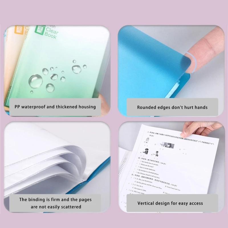 30 Pockets Display Folder Multipurpose Document Project Folder Letter Size Display Folders Book with Protective Sleeve 896C