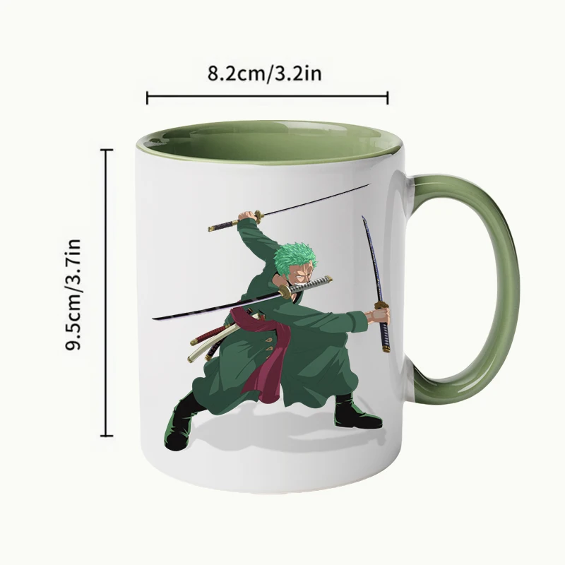 1pc Anime ONE PIECE Cartoon Roronoa Zoro Ceramic Mug Sanji Kawaii Ctue New Year Christmas gifts for friends and family