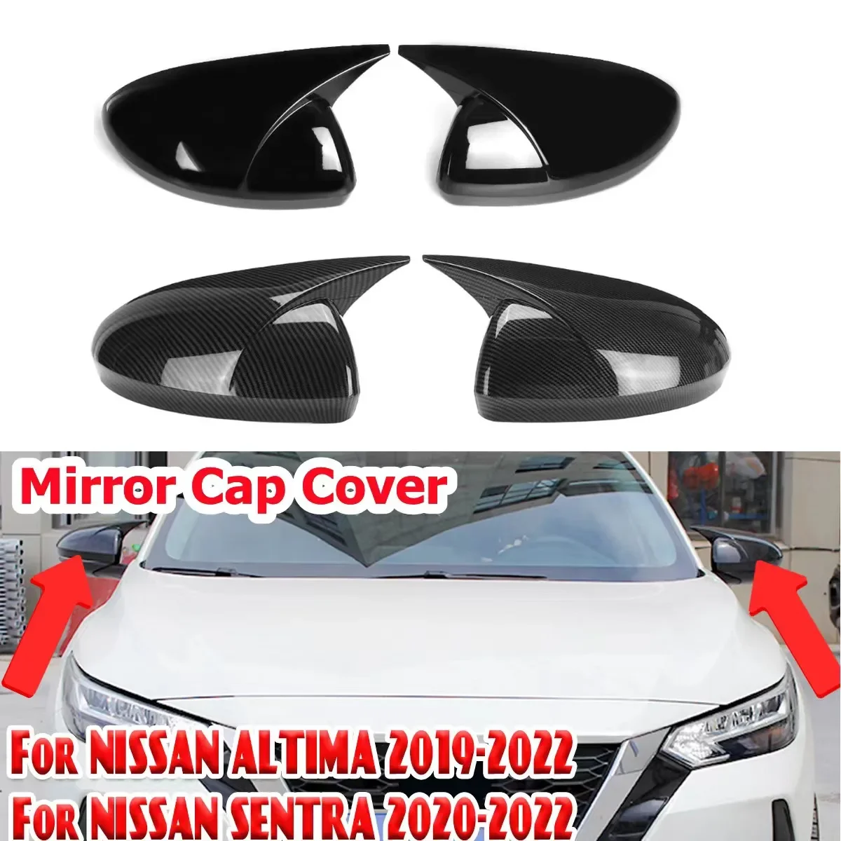 

Rearview Mirror Cover Side Wing Cap Exterior Rear View Cap For NISSAN Altima 2019-2023 For Sentra/Sylphy 2020-2023 Mirror Cover