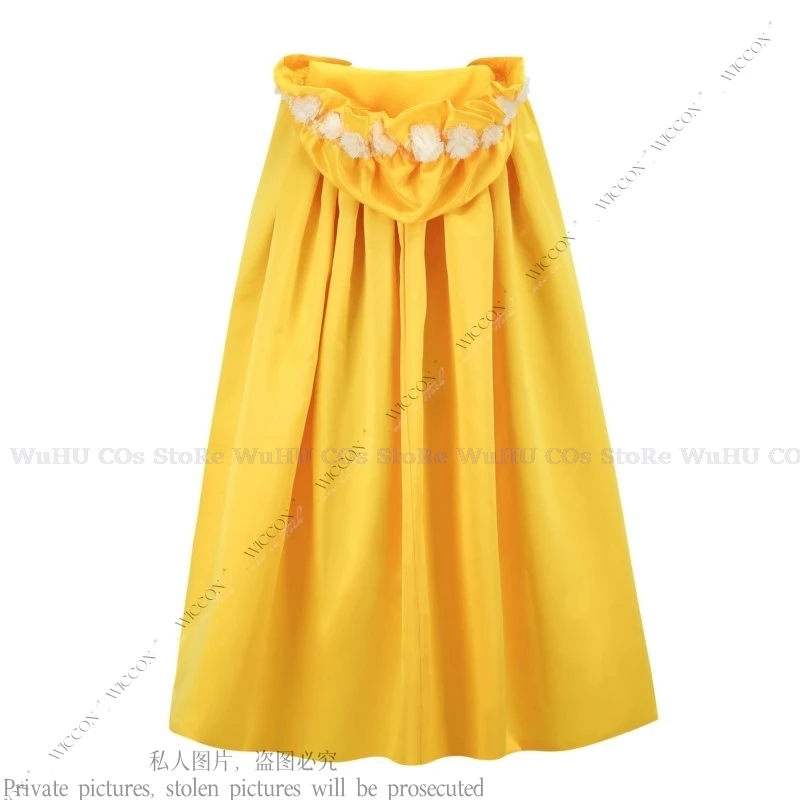 Princess Cloak Cosplay Halloween Party Role Play Woman Girl Cute Yellow Christmas Double Cape With Fringe Hat Kid Cos Anime