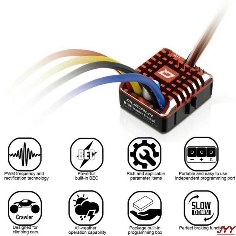 Hobbywing QuicRun 1080 80A/ 1060 60A Waterproof Brushed ESC W/ Program Card For RC Crawler