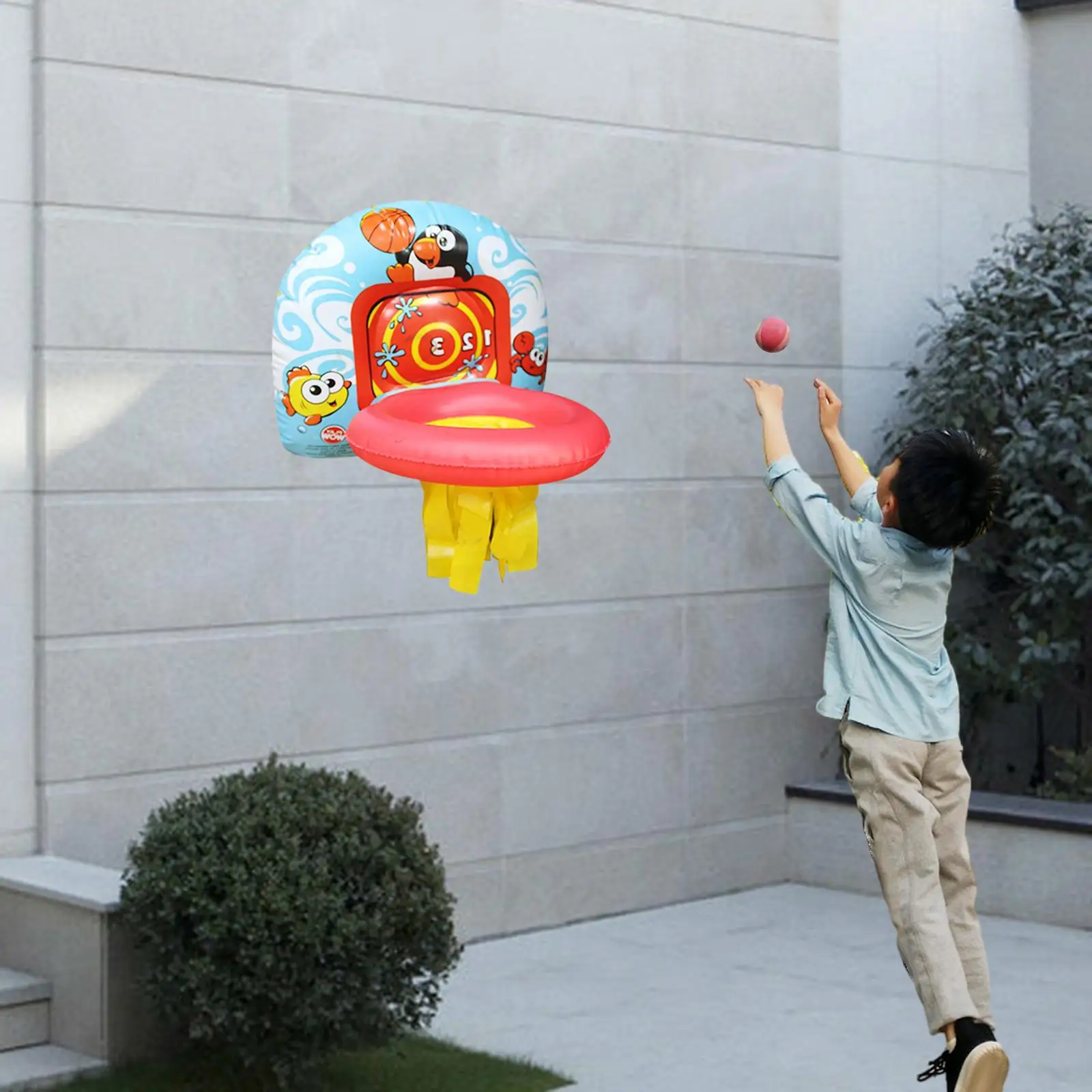 Kids Inflatable Basketball Hoop Training Fits Ball Dia Max 10cm Interactive Easy Install Wall Window Door Use with 3 Suction Cup