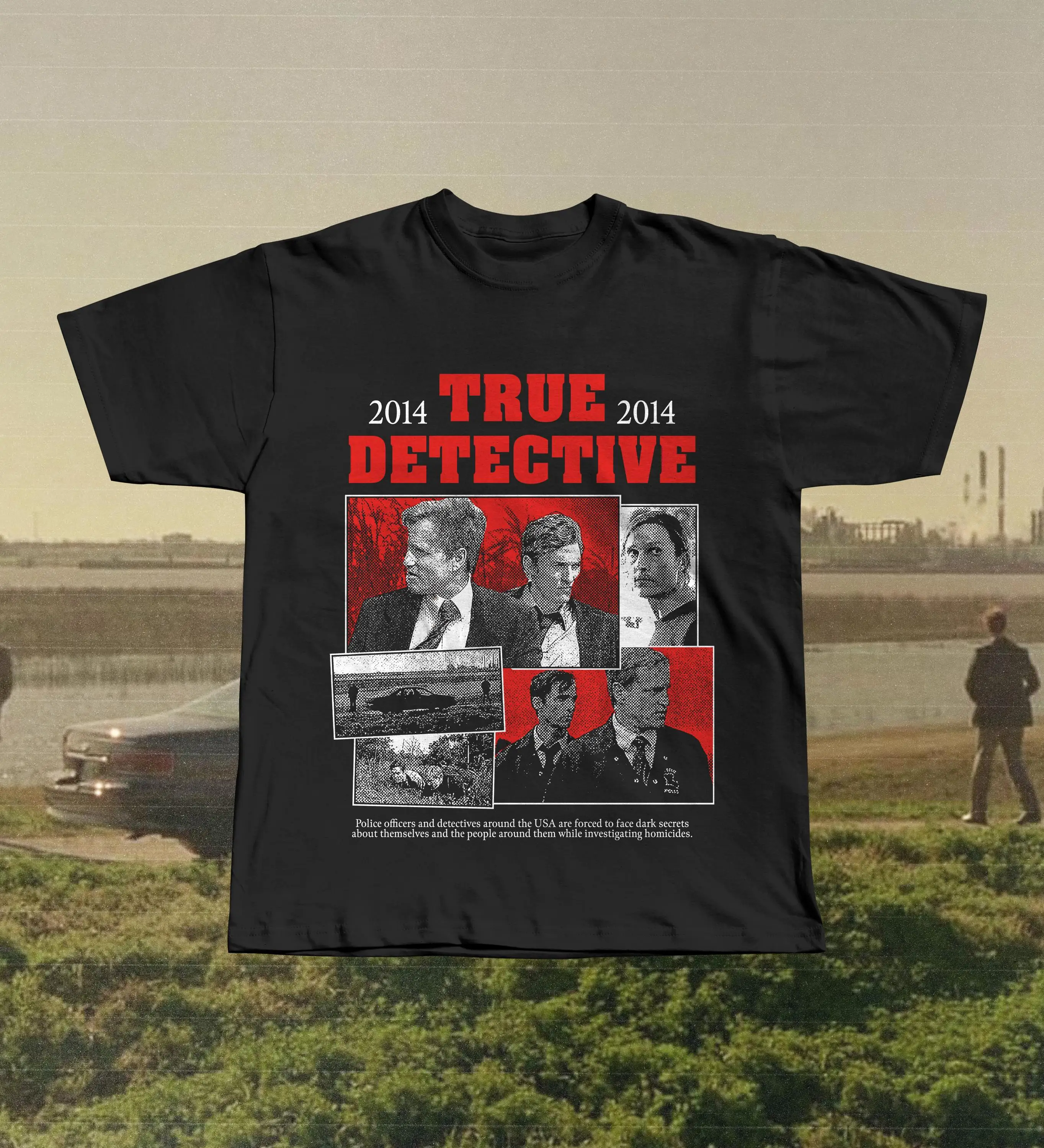 True Detective Graphic Tee, Rust Cohle Marty Hart T Shirt, Vintage Crime Drama Tee
