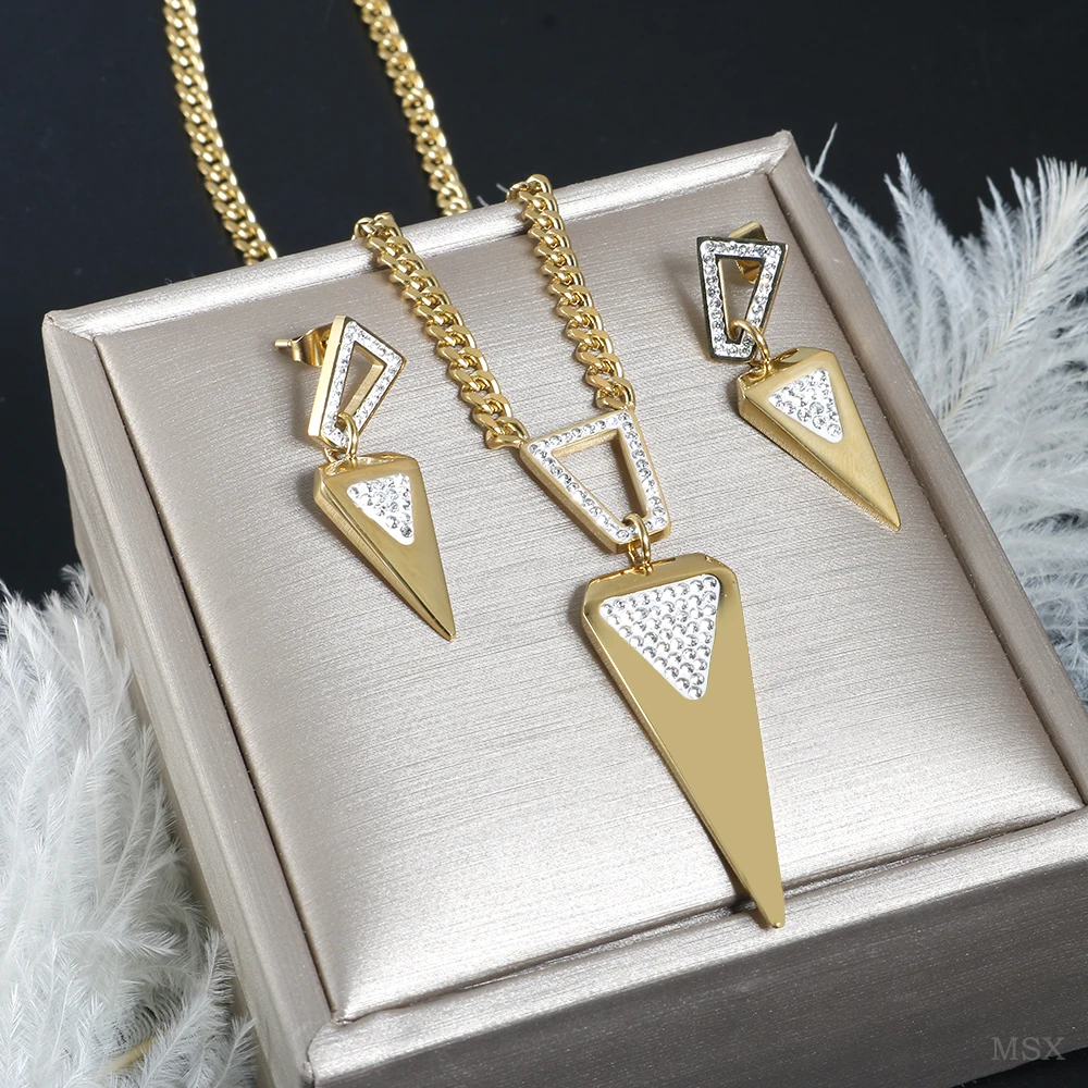 

Fashion Earrings Necklace Set Geometric Pendant Charm Choker Banquet Wedding Luxury High Quality Jewelry Accessories for Women