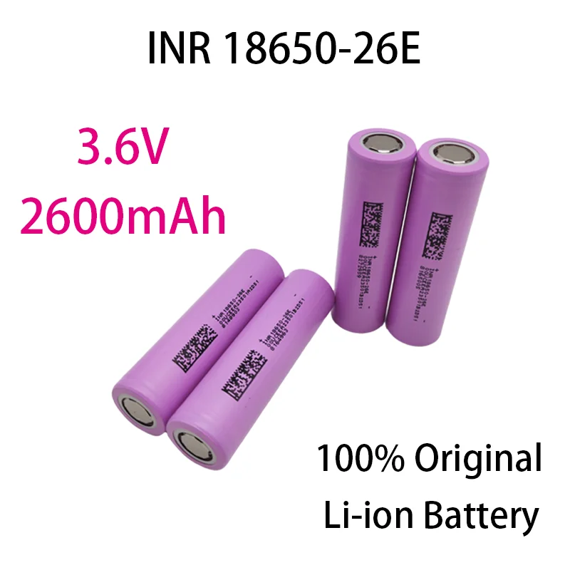 ความจุจริง 18650 INR18650 26E 3.6V 2600mAh แบตเตอรี่ Li-Ion แบบชาร์จไฟได้สําหรับของเล่นเครื่องมือไฟฉายแบตเตอรี่