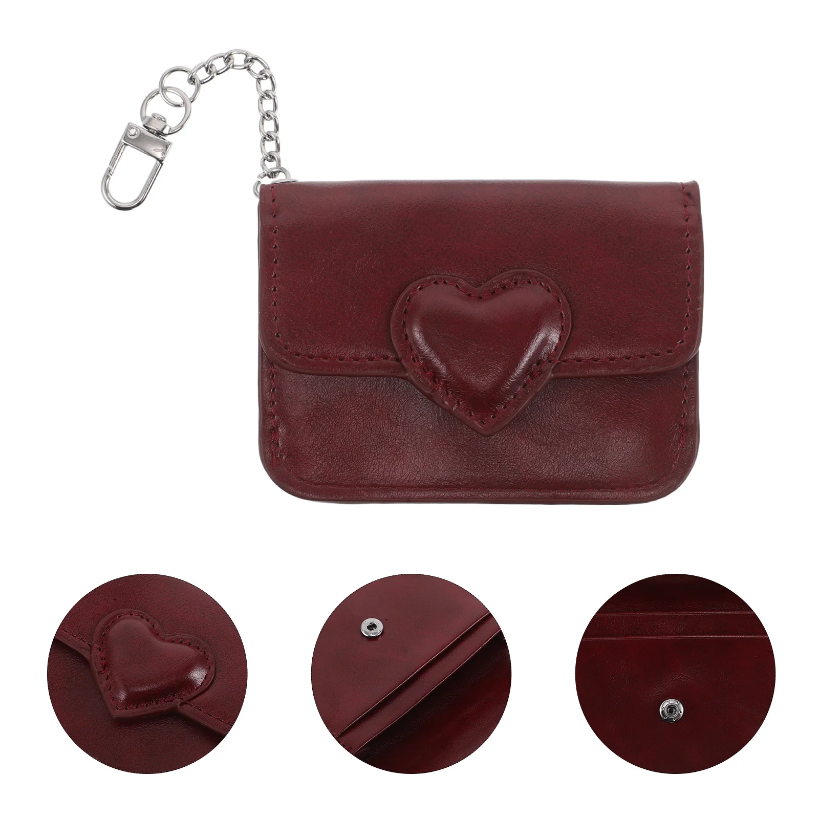 

Heart Buckle PU Card Case Wallet Women Compact Portable Double Slots Secure Trendy Credit Card Organizer