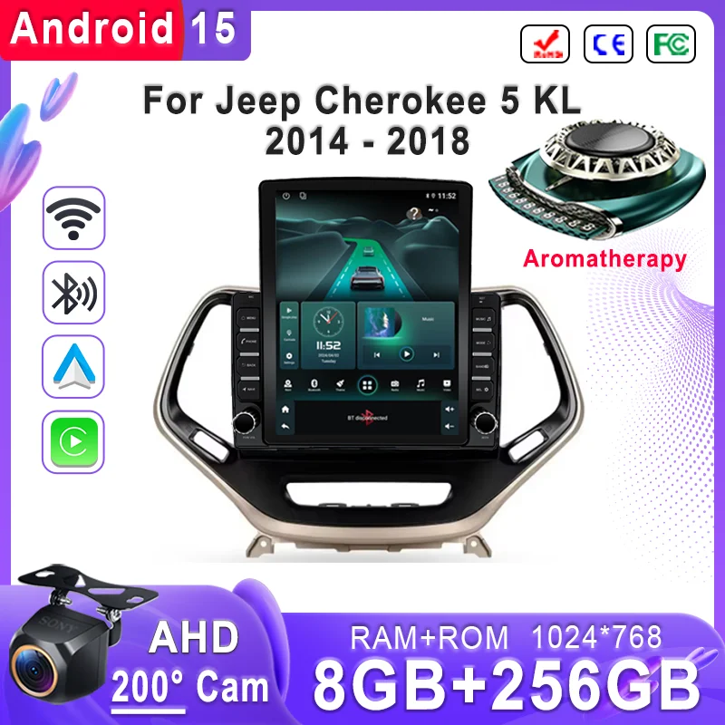 

Автомобиль Android 15 для Jeep Cherokee 5 KL 2014-2018 GPS-навигация Высокопроизводительный процессор DVD-плеер Автомобильный стерео головное устройство Wi-Fi BT