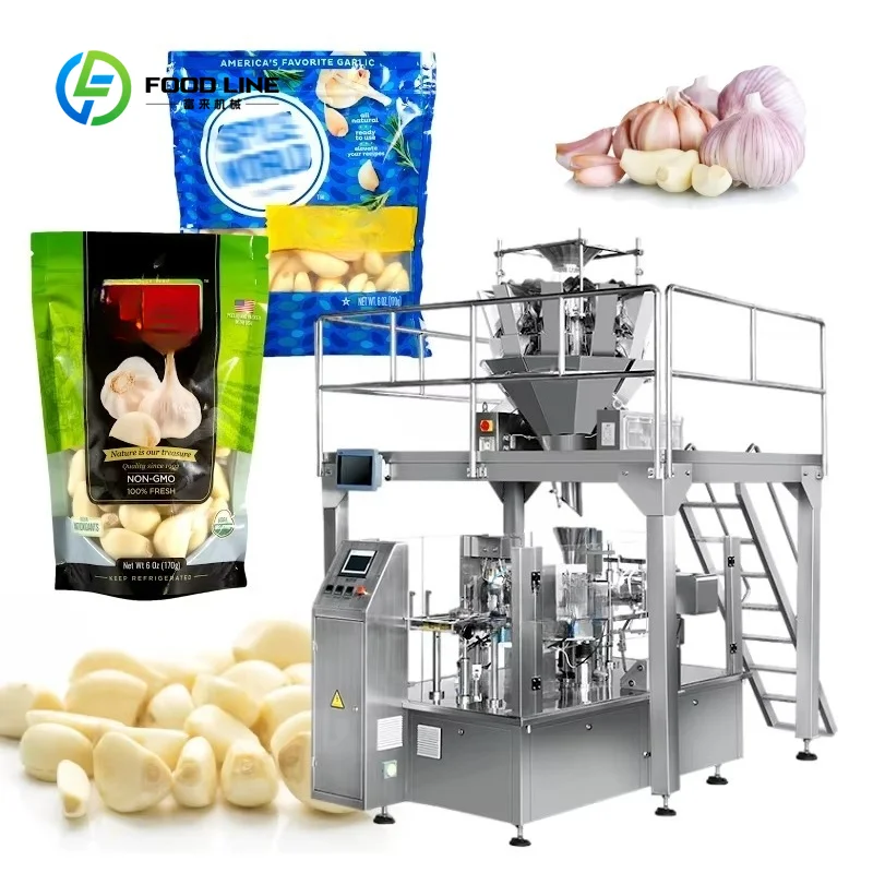 Automatic Weighing Sealing Zipper Bag Packing Machine Fresh Peeled Garlic Packing Machine
