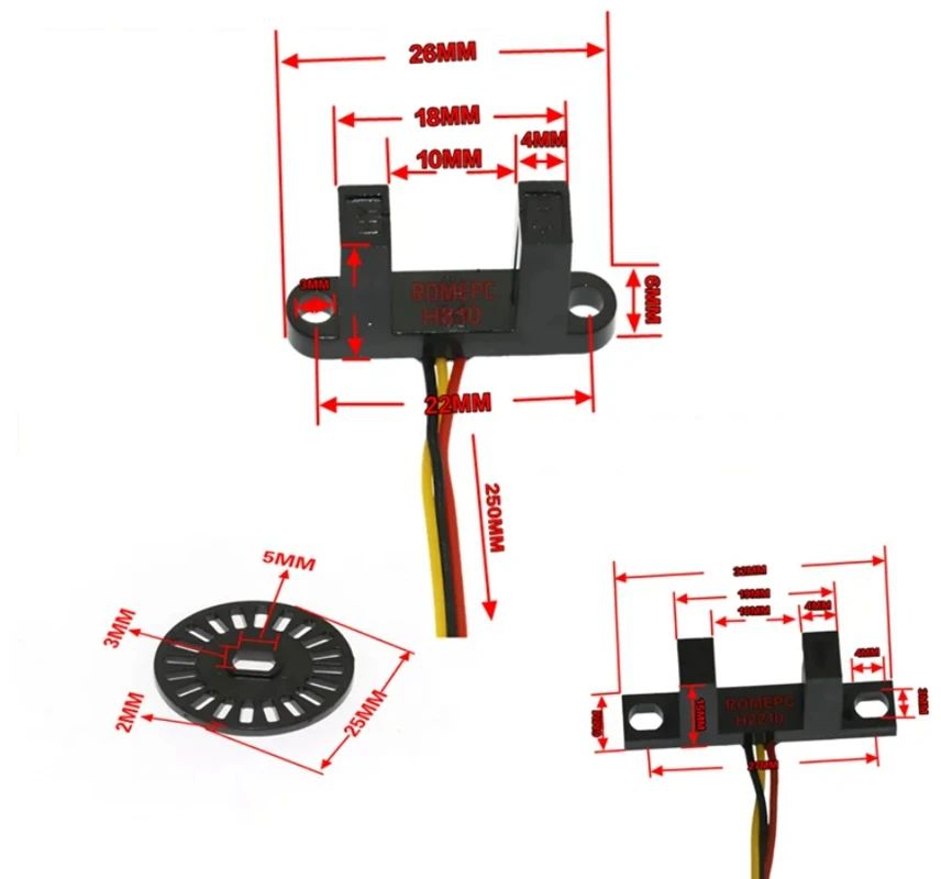 Infrared linear photoelectric switch Sensor slot width 10mm code disc encoder counter meter limit 3V 5V H810 H2210