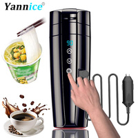 Yannice 400ml Portable Car Heating Cup 12V Stainless Steel Touch Screen Adjustable Temperature Long-Distance Travel Coffee Cup