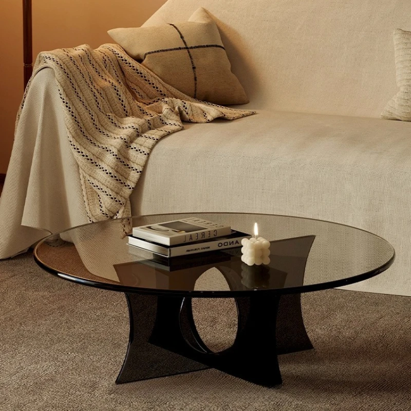 

Acrylic round coffee table living room household small apartment minimalist light luxury modern small table non-glass