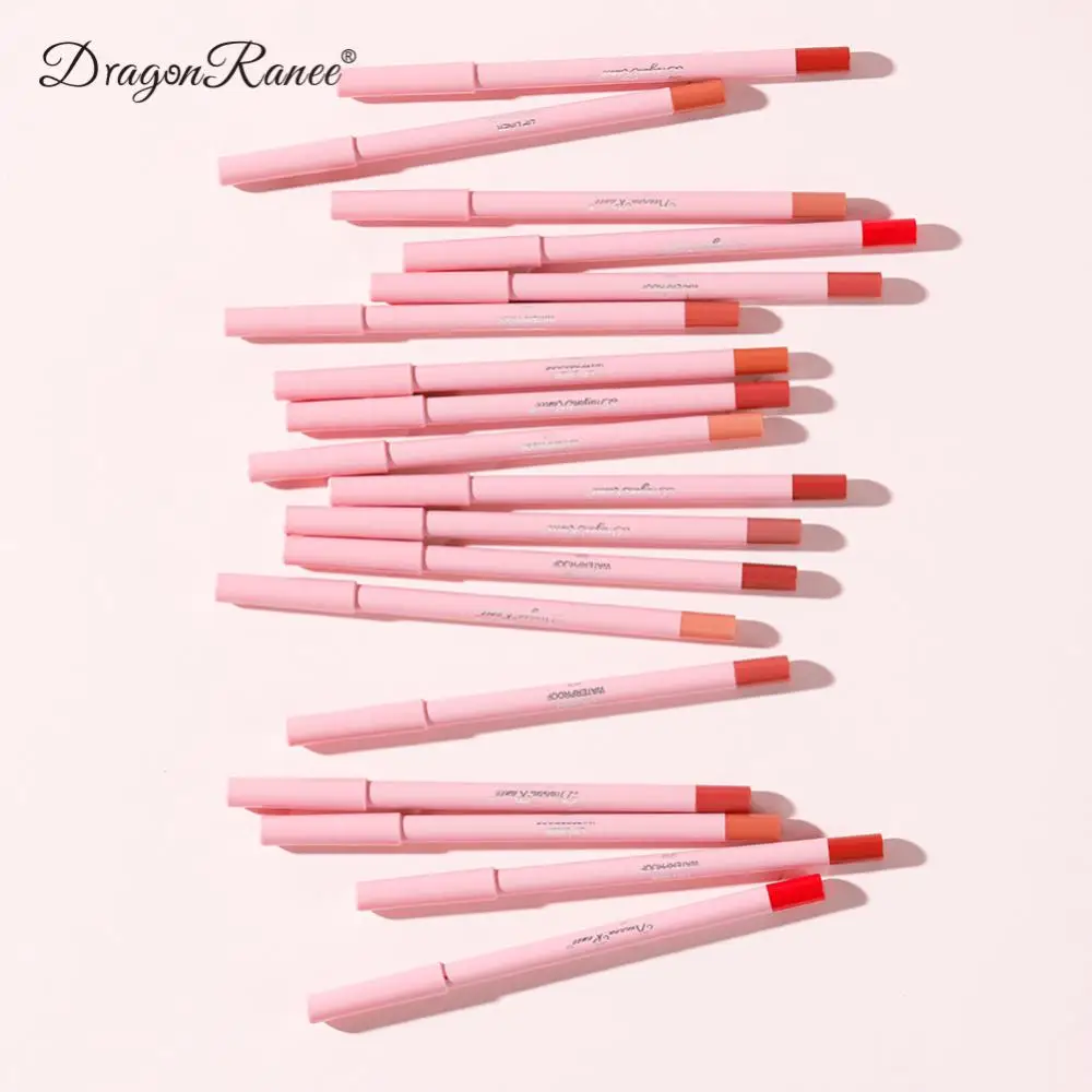 Lipstick Pen Cutable Waterproof Foggy Lip Liner Pen Lipliner Matte Velvet Remarkable Color Rendering Not Blooming Lipstick