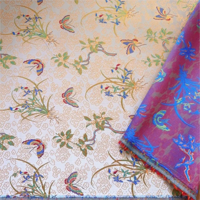 

Orchid imitation brocade jacquard fabric Chinese-style waistcoat cheongsam and dress
