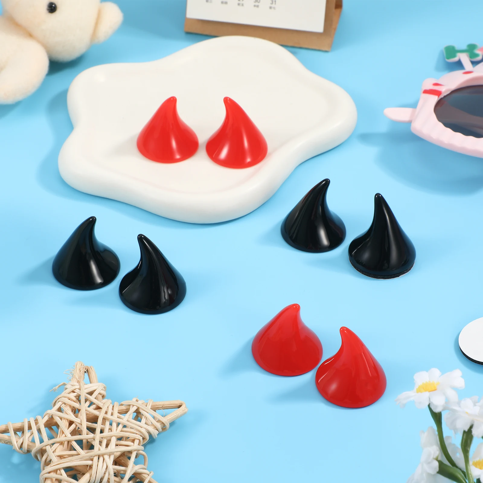 

8pcs Horn Hard Hat Decoration Evil Car Horns Decors Motorcycle Accessories Safety Resin