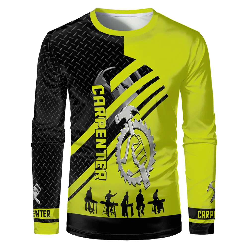 2026 New Fashion Fun Unisex Long Sleeve T-shirt Construction Site Uniform Loose Breathable Comfortable Round Neck T-shirt