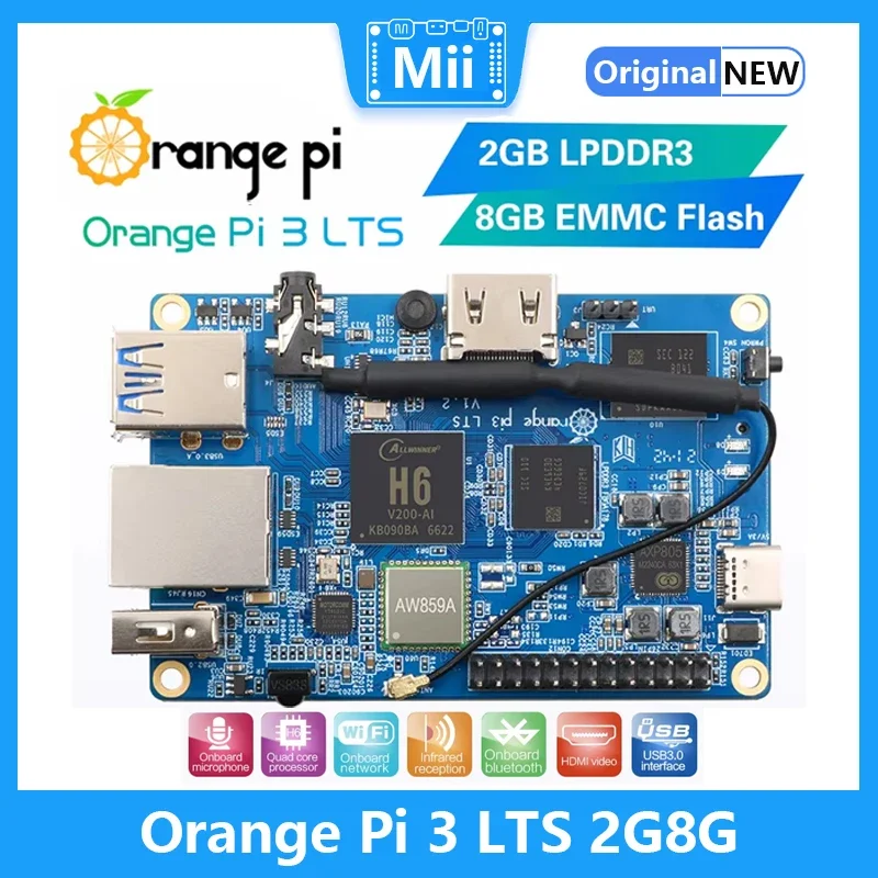 Fuente de alimentación Orange Pi 3 LTS 2G8G+5V3A US Type-C, con HDMI+WIFI+BT5.0