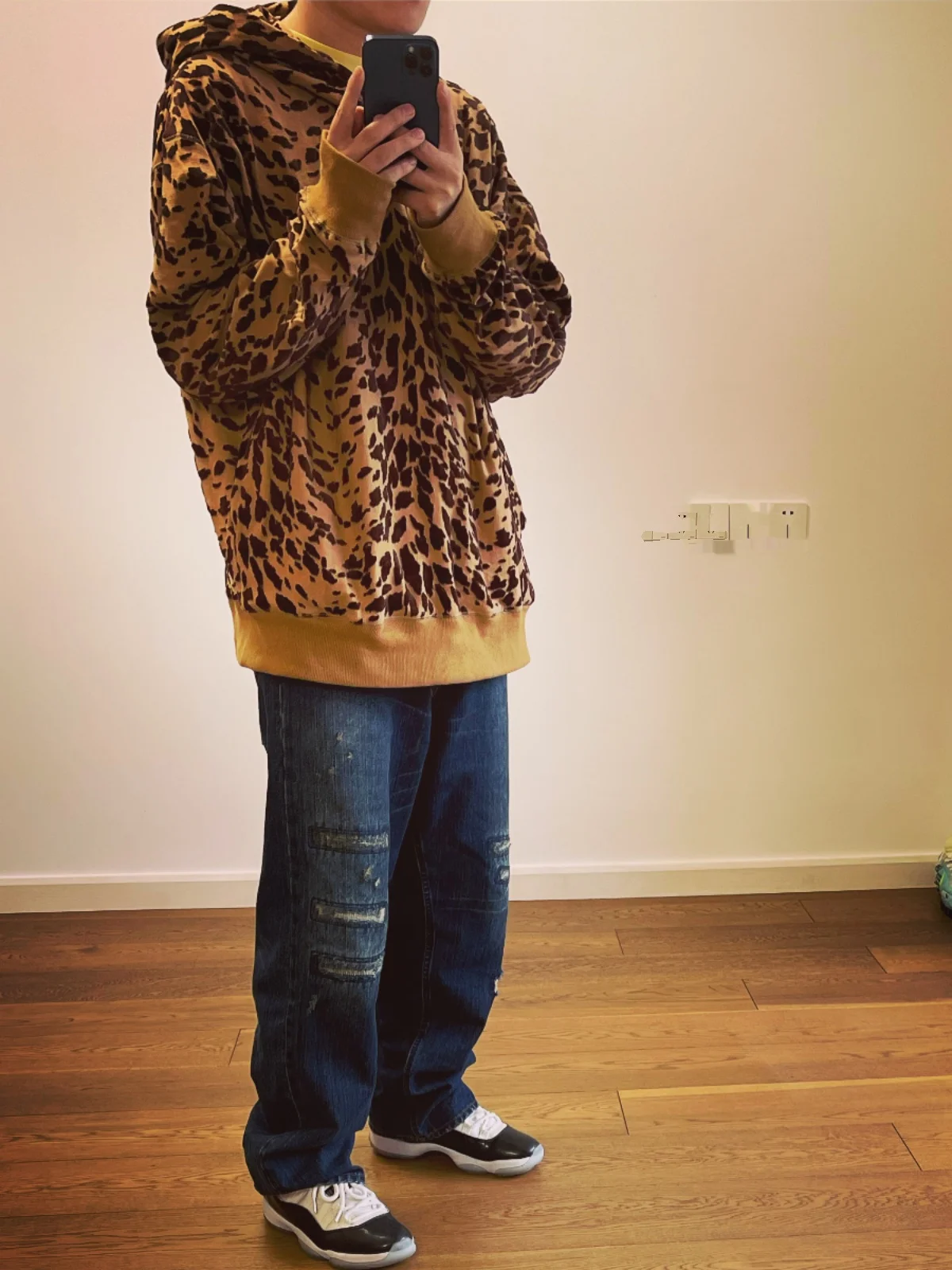 BTTJOB Sudadera con capucha Leopard Floy Tra, abrigo de punto, sudadera informal holgada con estampado para jóvenes, ropa de abrigo de moda para otoño e invierno