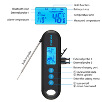 INKBIRD IHT-2PB Digital Bluetooth Meat Thermometer  With 1 External Probe Instant Readout IPX5 Waterproof Rechargeable Free APP