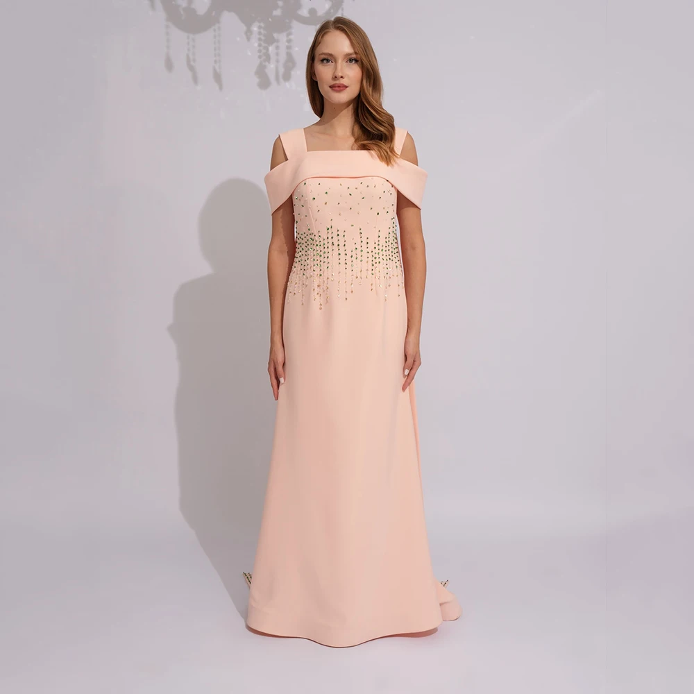 

Вечернее платье из джерси с вырезом лодочкой по индивидуальному заказу, вечернее платье с кристаллами и скользящим шлейфом, платье русалки длиной до пола, платье для выпускного вечера