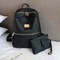 Mochila de nailon de color sólido de alta capacidad de moda minimalista con bolso desmontable estilo escolar unisex