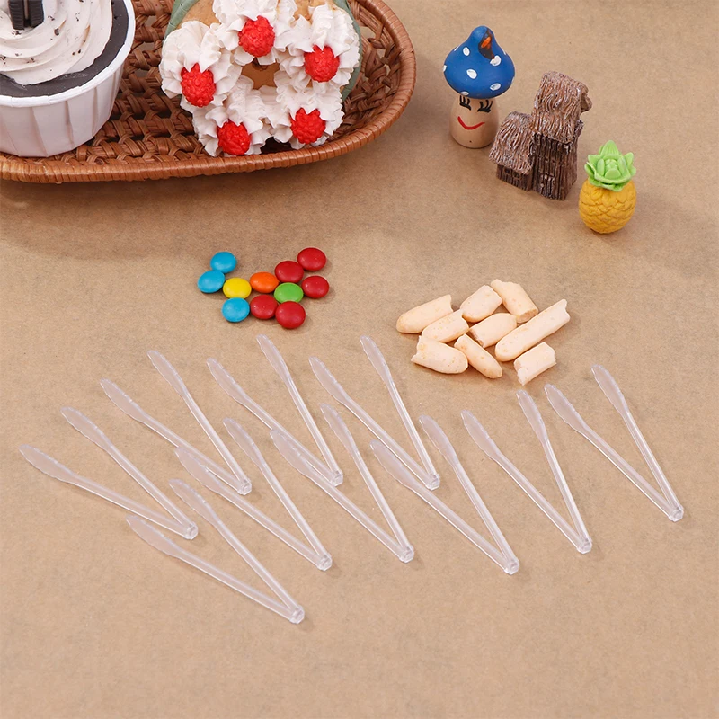 10 stks/set Poppenhuis Miniatuur Cake Dessert Brood Clip Pincet Mini Simulatie Voedsel Clip Brood Tang Model Keukengerei Speelgoed