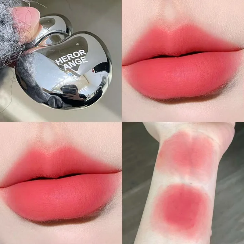 Batom fosco sedoso coração pêssego veludo fosco blush brilho labial líquido rosa matiz creme pigmento maquiagem labial de longa duração