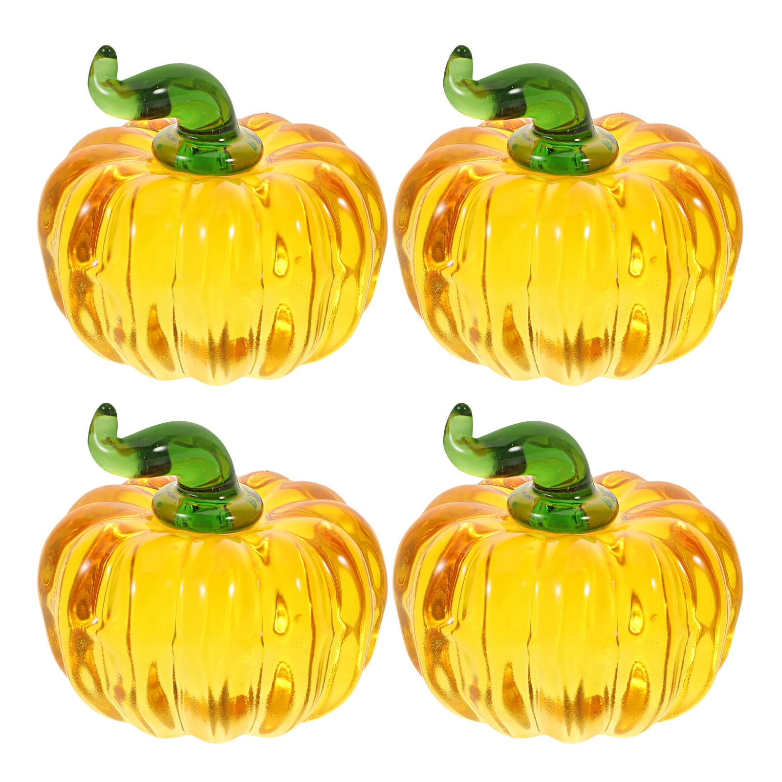 

4Pcs Crystal Pumpkin Prop Miniature Figurines for Decorating Compact Design Elegance Festive Ambiance Room Decor