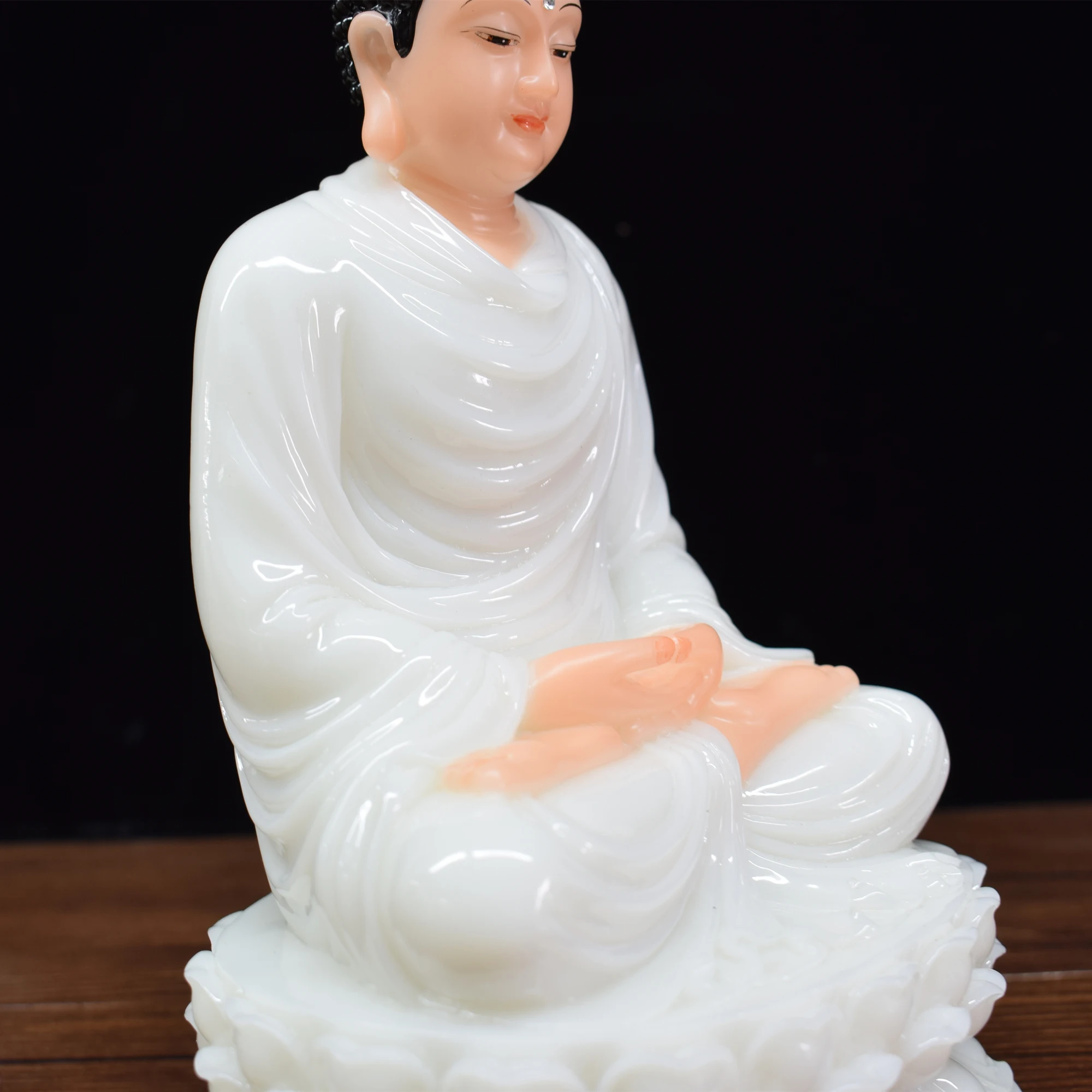 high-grade Home Hall efficacious Talisman Mascot Buddha Amitabha Sakyamuni white jade Sculpture statue  20CM