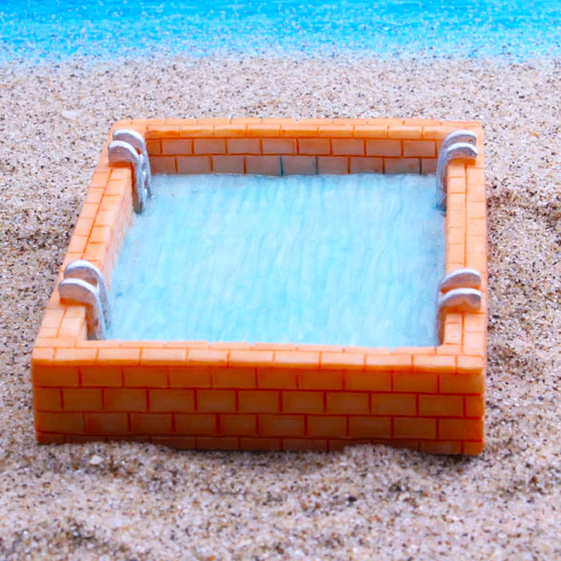 1 pz Mini casa delle bambole piscina statua in resina acquario paesaggio piastra di sabbia scena giocattolo in miniatura accessori per la decorazione della casa delle bambole