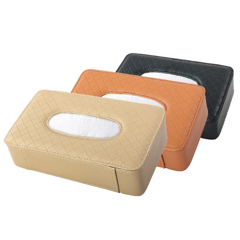Leather Sun Visor Napkin Box Holder Hanging Car Mask Holder Shading Tissue Case Organizer Auto Storage Decoration Craft Ornament