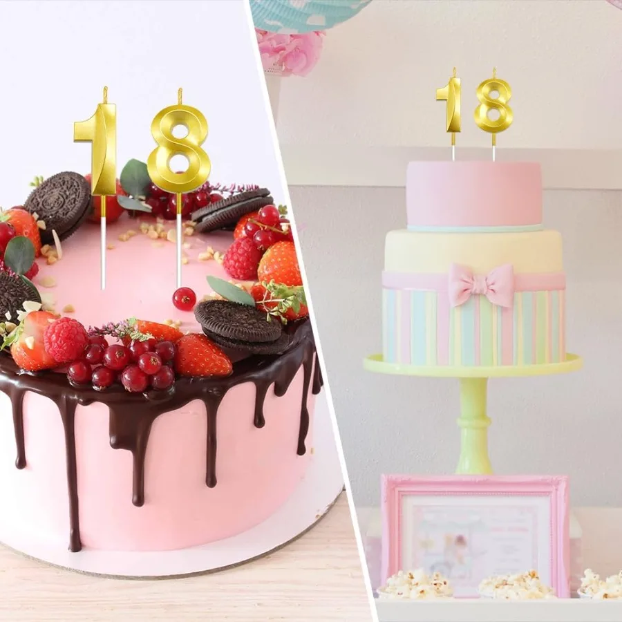 شموع عيد الميلاد 18th شموع عيد الميلاد رقم 18 شموع كعكة عيد ميلاد سعيد توبر تيون للرجال والنساء صبي فتاة حفلة عيد ميلاد #5