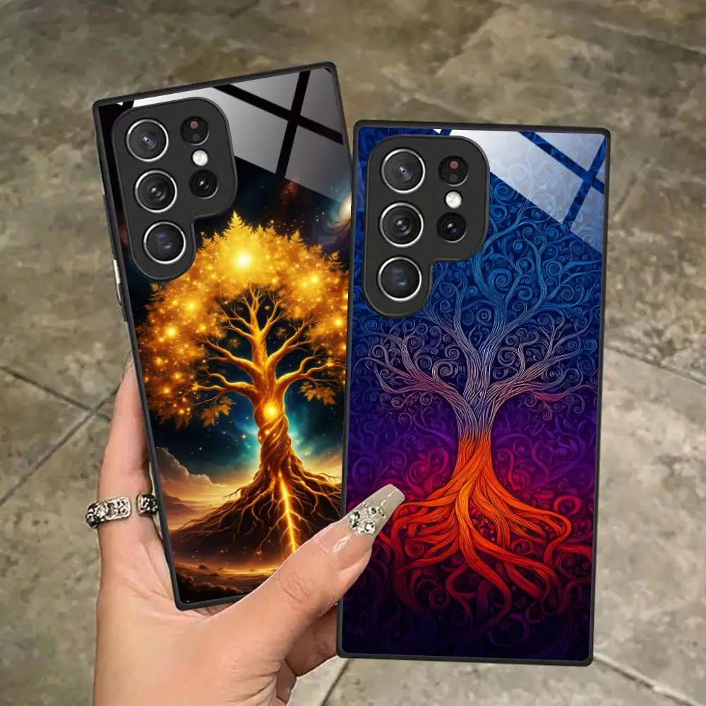 World Life Tree Mobile Phone Case for Samsung Galaxy A56 55 54 53 52 51 36 35 34 23 16 15 5G Glass Colorful Cover Luxury Cover