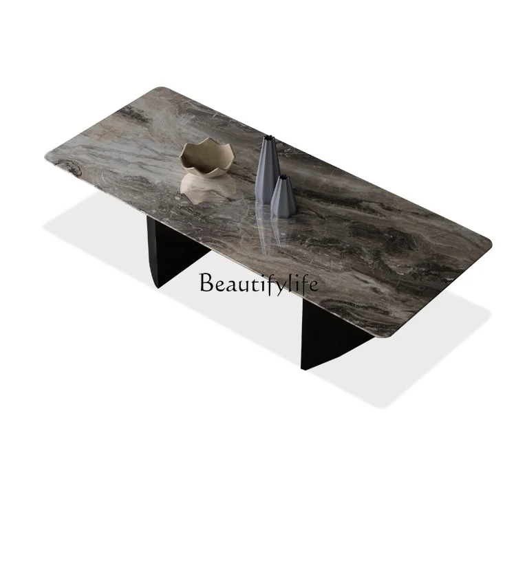 

Natural Marble Dining-Table Luxury Stone Light Luxury High-End Home Rectangular Table