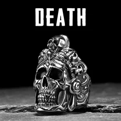 Death Ghost Skull Men Rings Stainless Steel Women Jewelry Punk Gothic Rock Vintage Cool Stuff Fashion Accessories Gift Wholesale