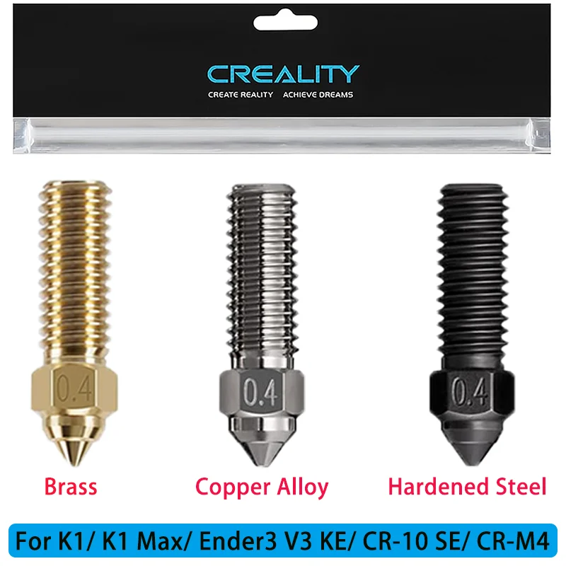 

Сопло Creality K1 K1 Max, детали для 3D-принтера, высокоскоростные сопла, медные твердые стальные сопла 0,2 0,4 0,6 0,8 1,0 мм