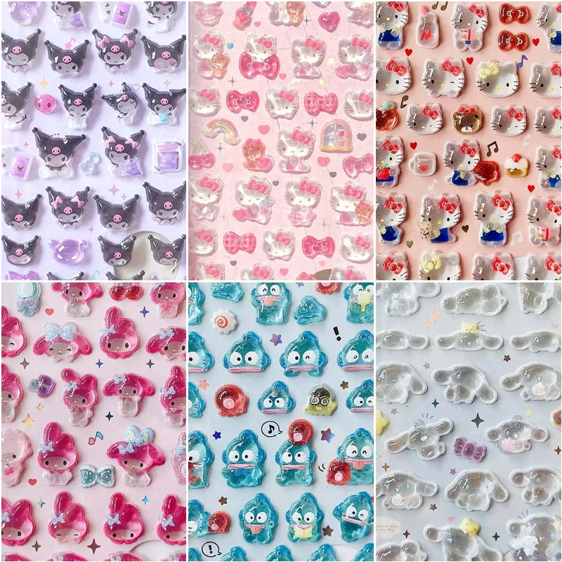 Sanrio pegatina en relieve 3D Hello Kitty My Melody Bonbon sello de gota pegatina Kuromi DIY álbum de recortes pegatina para ordenador portátil Fans regalo de recuerdo de fiesta