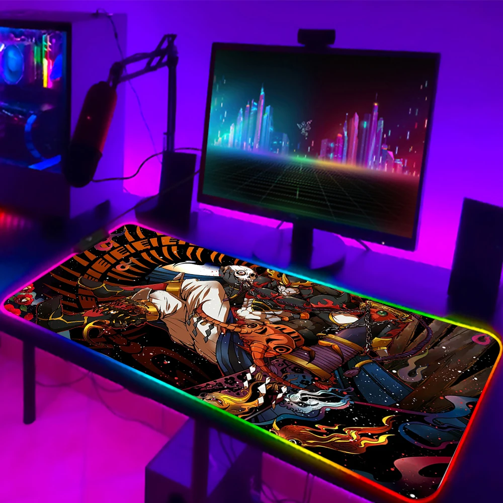 RGB Digimon Mouse Pad  Anime Mouse Mats Gamer Keyboard Mousepad Gaming Accessories Desk Mat Large Mausepad Backlit Carpet Rug