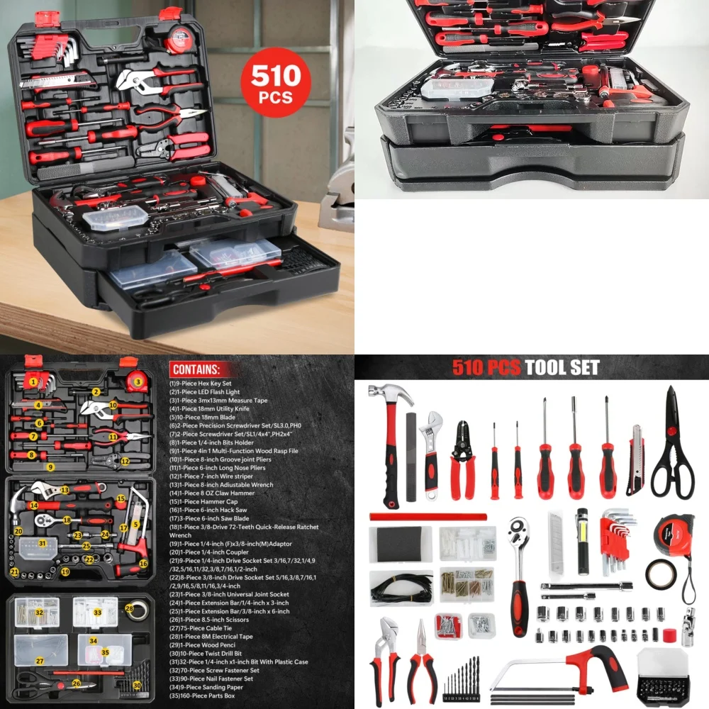 

Hand Tool Sets510 Pcs Portable Home Repair Tool Kit with Case for Household Basic Hand Tools