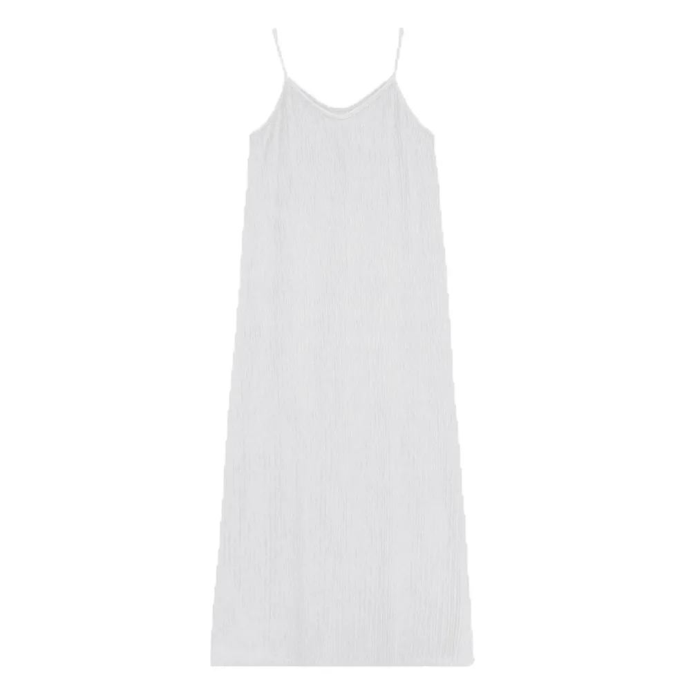 Elegant A-line Loose Sling Dress Round Neck Solid Color Sleeveless Long Dress Beachwear Beach Vacation Sundress Streetwear