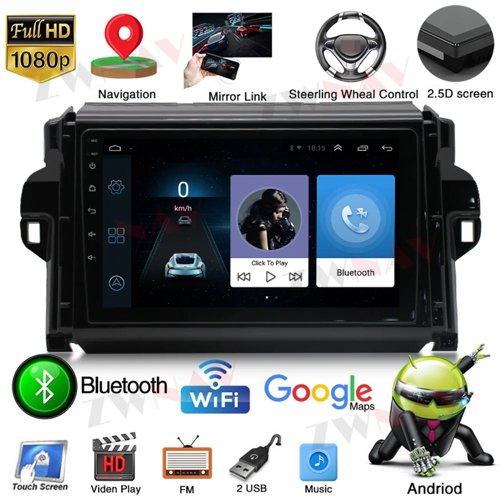 9 Inch For Toyota Fortuner Covert 2015-2018 Android Car Radio Auto GPS Navigation Stereo Multimedia Player Tape Recorder Carplay