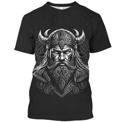 Summer Vintage Men's T Shirt Short Sleeve Tees Viking Harajuku Print Fashion Round Neck Pullover Streetwear Oversized T-Shirts