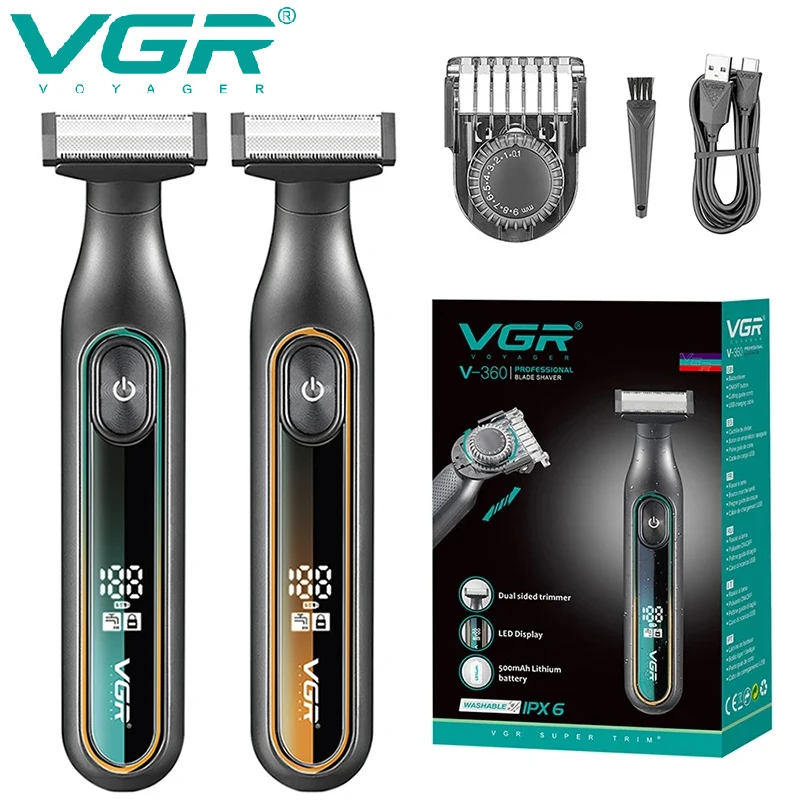 VGR Men's Face + Body Electric Shaver Beauty Set Beard & Body Trimmer Rechargeable Electric Shaver Wet & Dry