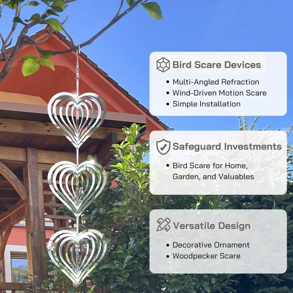 Аксессуар для наружного декора, подвеска с колокольчиком ветра, защита от птиц, отражатели колокольчиков для наружного украшения, блестящее решение для защиты