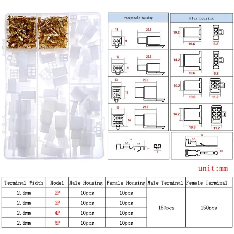 1.25mm/PH2.0mm/XH2.54mm/MX3.0mm/VH3.96mm SM2.54mm Dupont Terminal Male Female Pin Connector Assorted Kit