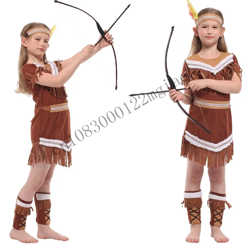 Kids Indians Princess Costumes Cosplay Indian Outfits Halloween Party Role Play Fancy Dress Up For Girls CMM221