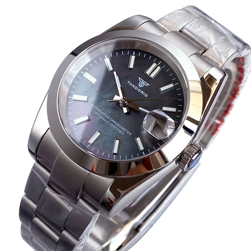 Weiße MOP-Uhr, 36 mm, 39 mm, klassische polierte Lünette, 200 m wasserdicht, mechanische Uhren, Saphirglas, NH35-Uhrwerk für Herren